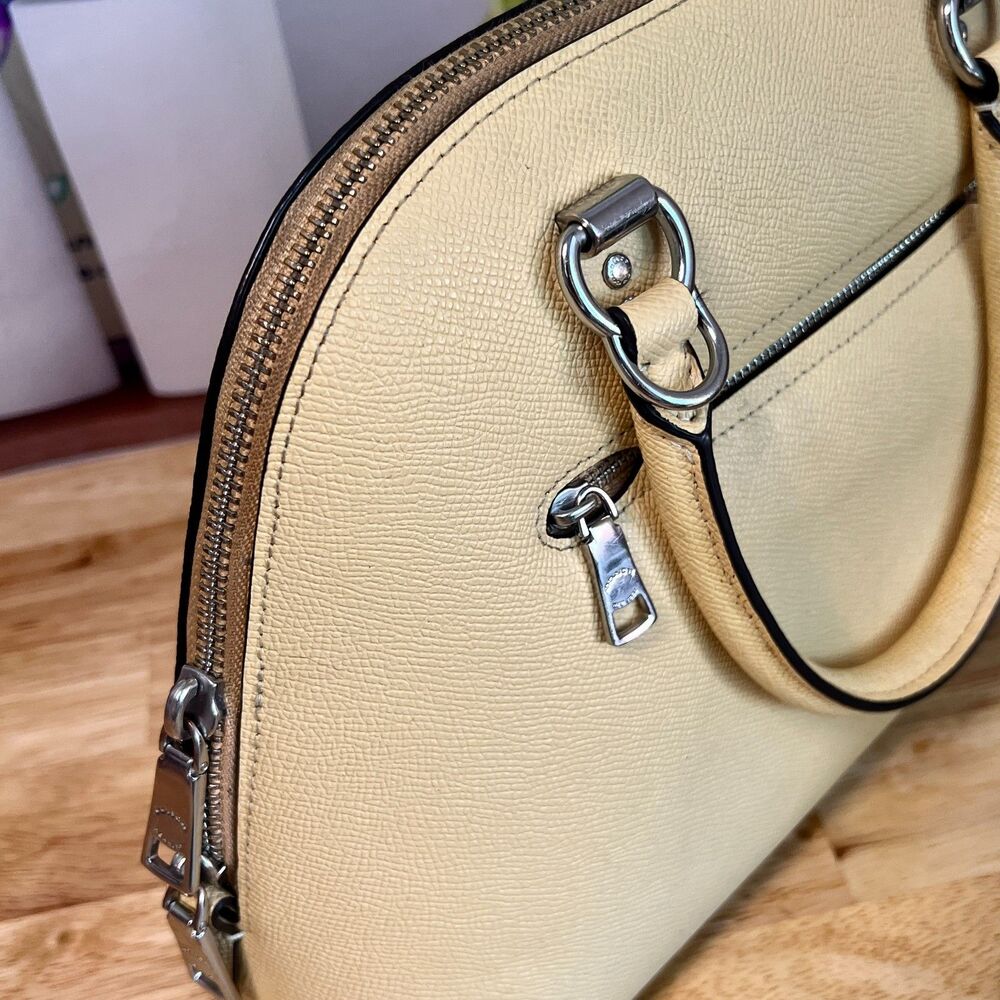 Coach Katy Satchel 2553 Vanilla Butter Yellow | Crossgrain Leather Bag - Picture 4 of 12